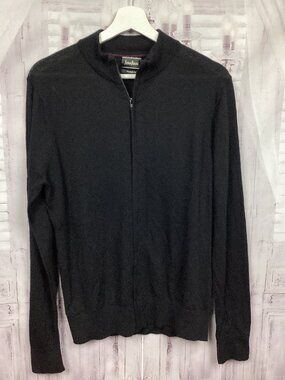 Neiman Marcus Gray Sweater Full Zip Merino Wool M